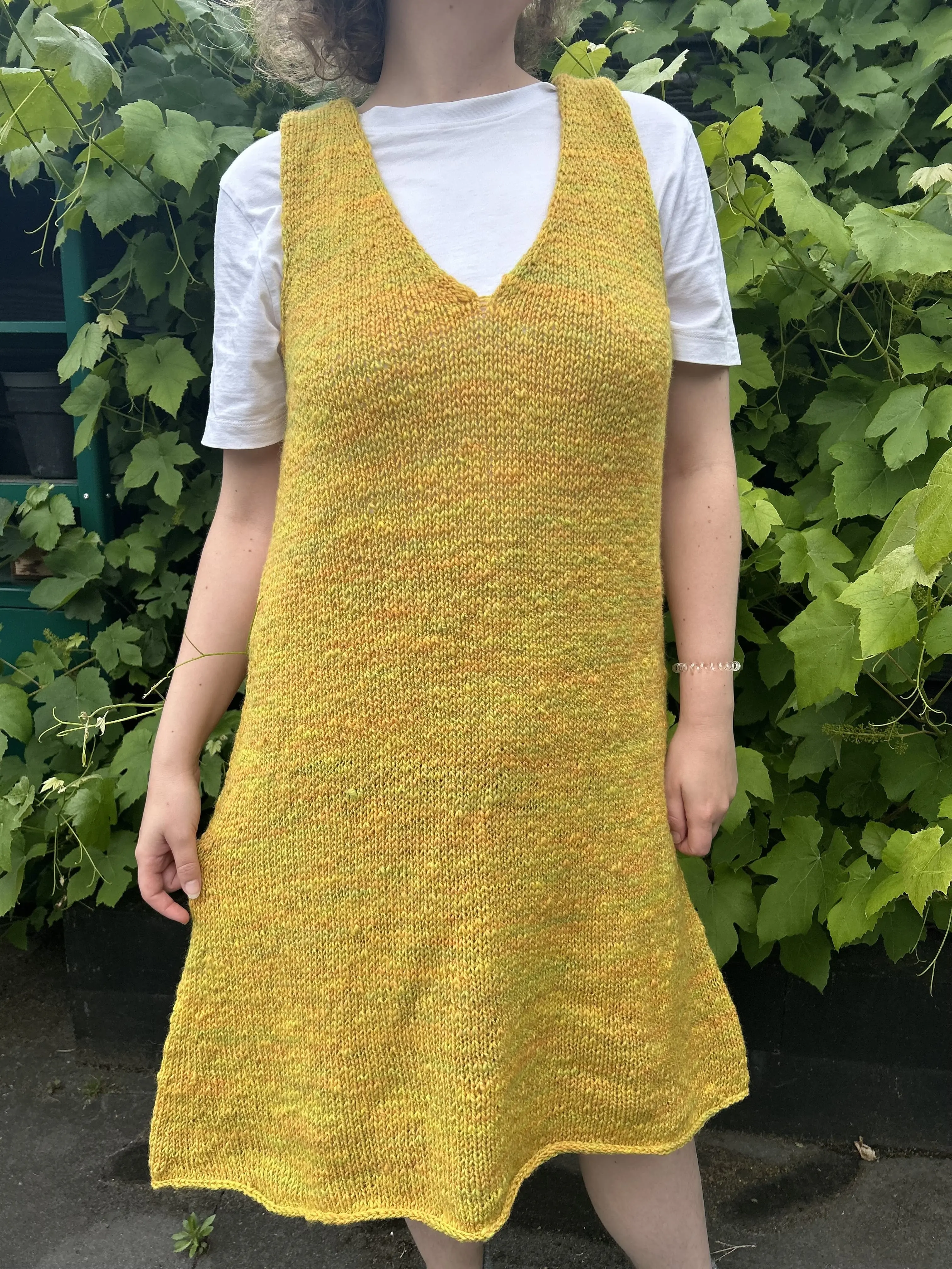 finished yellow cranberry knit dress